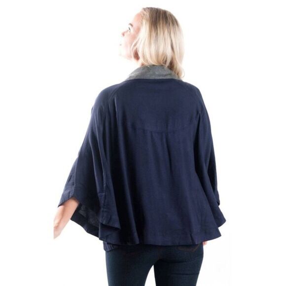 NWT All For Color Navy Britt Poncho Cape - Medium - Picture 2 of 8